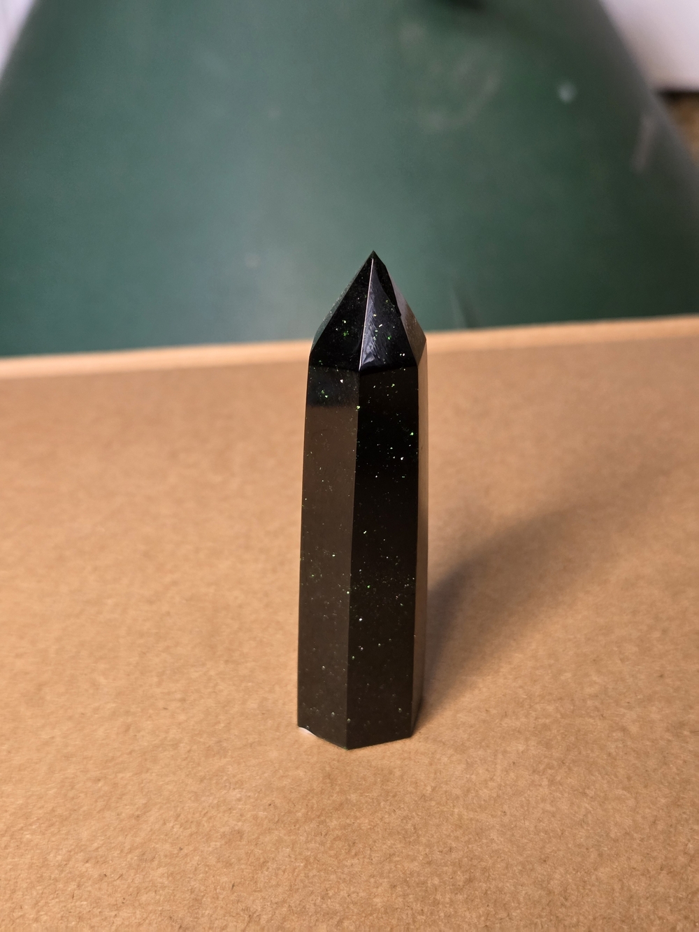 Green Goldstone Crystal Point Tower